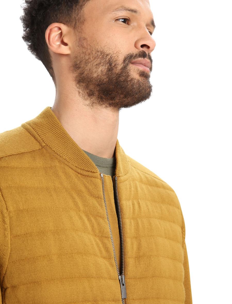 Men's Icebreaker City Label ZoneKnit™ Merino Insulated Knit Bomber Hoodie Clove | CA 1683VRWD